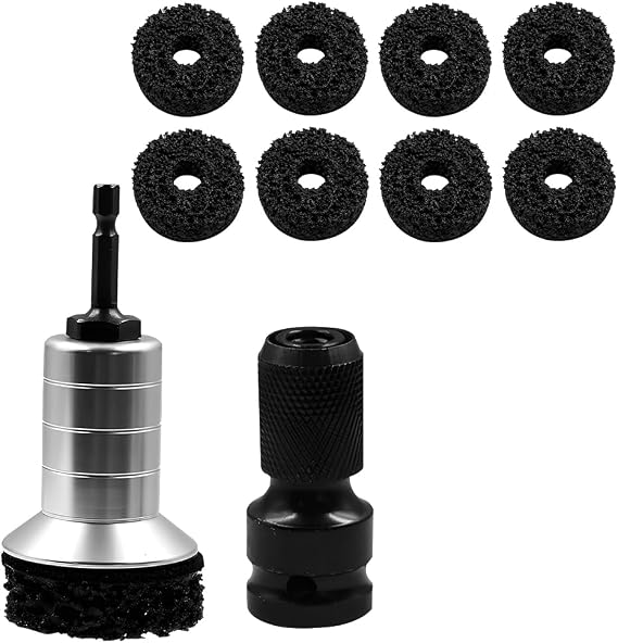 Car Wheel Hub Cleaning Tool Kit, Vehicle Wheel Brake Hub Resurfacing Kit with 8 Head, Quick Rust Removal Tool for Lug St