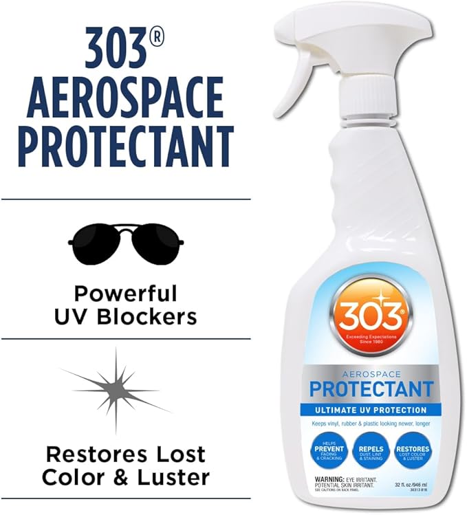 303 Products Aerospace Protectant Spray, UV Protection for Outdoor Surfaces – Protects Vinyl, Plastic & Rubber, Repels Dust & Dirt, Matte Finish, 32 oz (6-Pack)