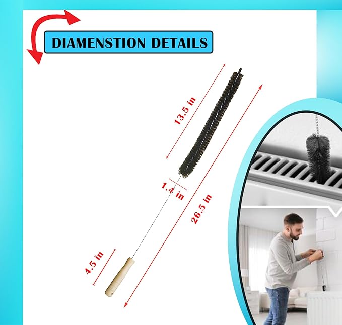 Dryer Vent Cleaner Kit (3-Pack): Flexible Extra Long Lint Brush & Refrigerator Coil Brush - Professional Dust & Pet Hair Remover for Appliance Cleaning.