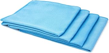Autofiber Diamond Glass Microfiber Window and Chrome Towel - Pack of 4, Blue (16 inch x 16 inch)