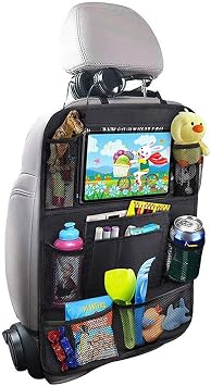 Car Backseat Organizer, Waterproof and Durable Car Seat Organizer Kick Mats, 9 Storage, Tablet Holder, Pockets Car Back 