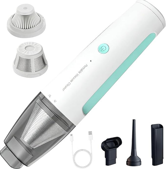 Car Vacuum, Handheld Vacuum Cordless 20000Pa Suction with 2 Suction Modes, 2-in-1 Portable Mini Car Vacuum Cleaner Cordless Vacuum Rechargeable Type-C Charge for Car, Desk, Keyboards（Green