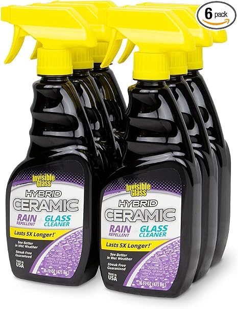Invisible Glass 92183-6PK Hybrid Ceramic Rain Repellent and Glass Cleaner – Cleans & Protects Car Windows and Windshield