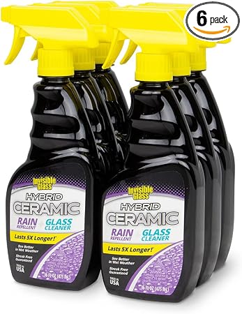 Invisible Glass 92183-6PK Hybrid Ceramic Rain Repellent and Glass Cleaner – Cleans & Protects Car Windows and Windshield