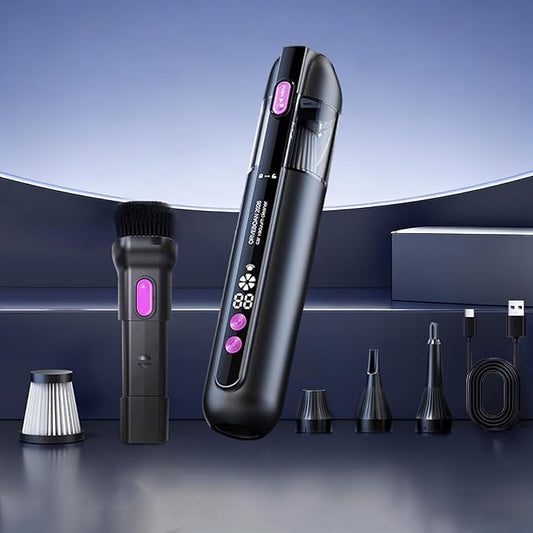 Handheld Car Vacuum Cleaner 15000Pa, Portable Cordless Mini Vacuum Blower 3 in 1, LED Display, Type C Rechargeable, Small Vacuum for Car Interior, Home, Desk Cleaning (Matte Black)