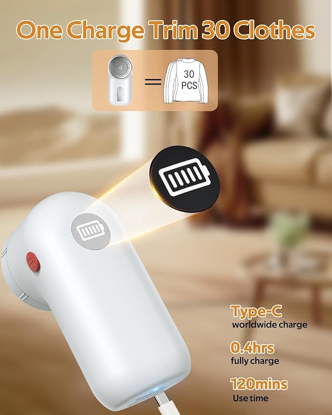 Sweater Shavers to Remove Pilling,Fabric Shaver for Clothing, Type-C Lint Remover, Electric Depiller and Lint Shaver for Fuzz, Sweater, Bedding, Couch and Furniture