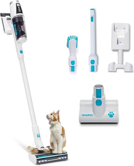 Simplicity Vacuums S67 Pet Bundle, Cordless Stick Vacuum Cleaner and Motorized Pets Upholstery Tool, Tackle Dog Hair and