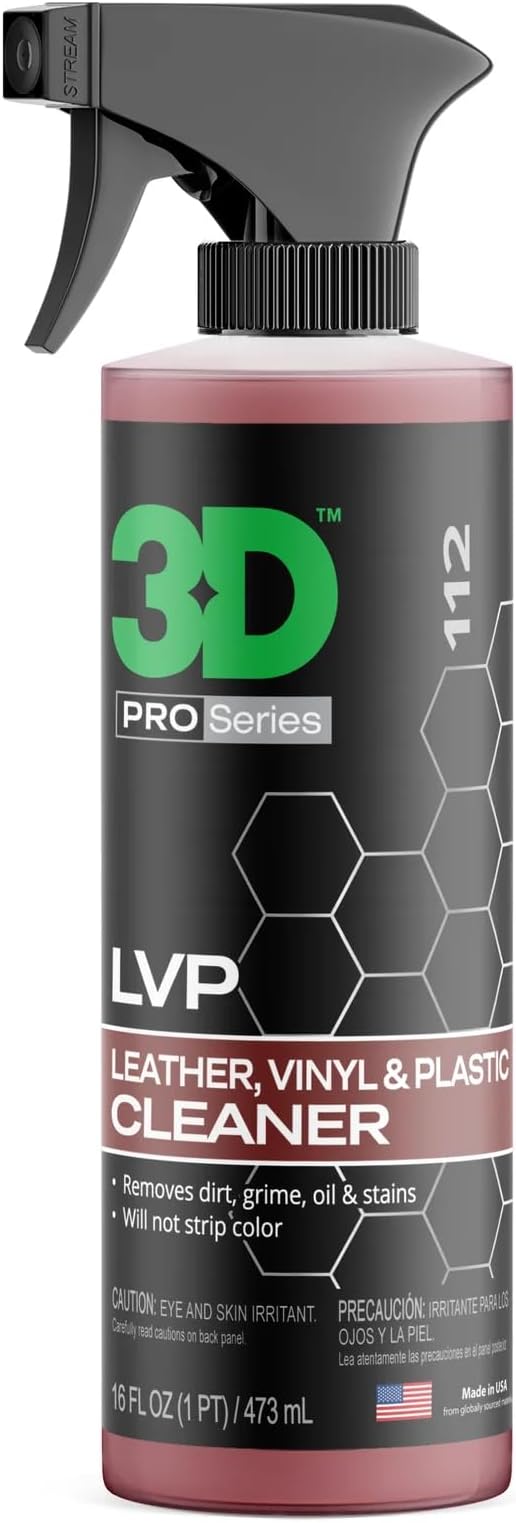 3D LVP Interior Cleaner - Removes Dirt, Grime, Grease, Oil & Stains from Leather, Vinyl & Plastic - Great for Seats, Ste