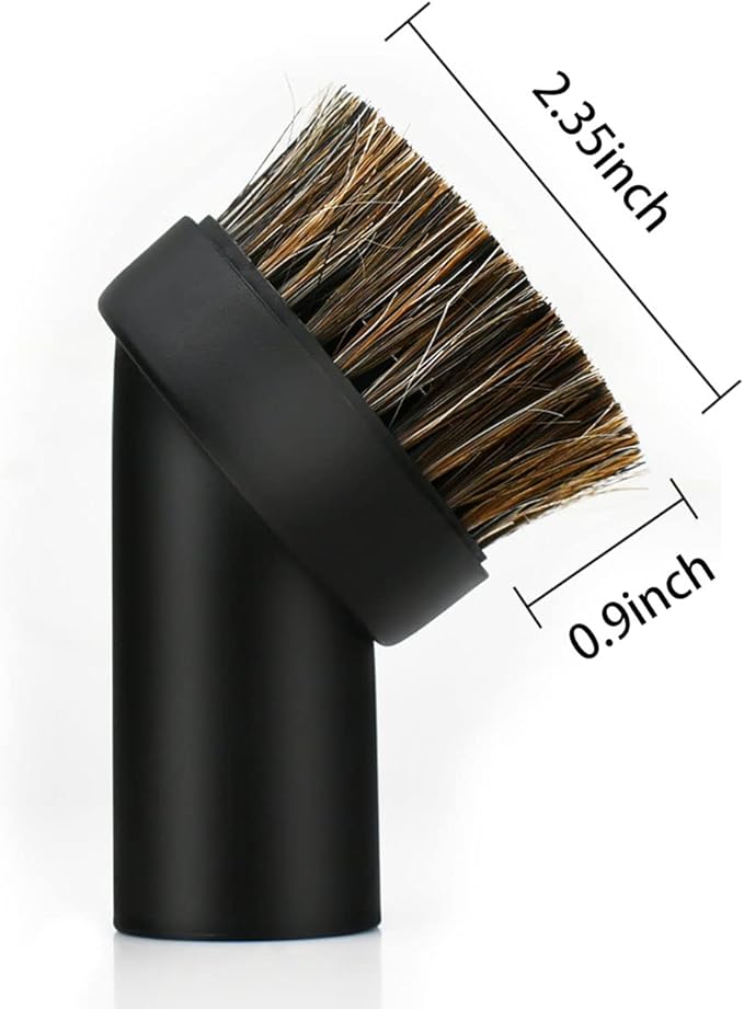 2 Pcs Black Round Dust Brush 25mm Horse Hair for 1.2-1.22in Hose Vacuum Cleaners Accessories