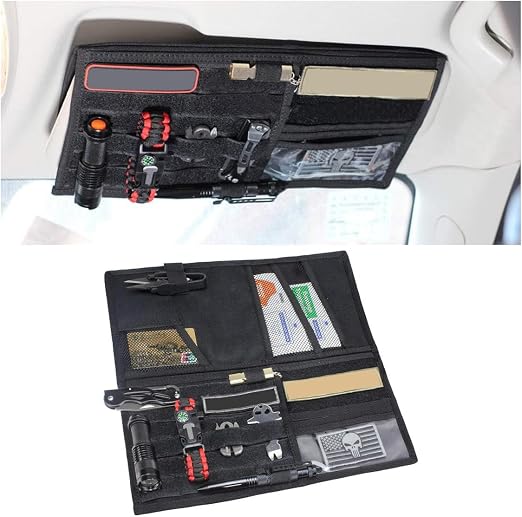 smilfuy Tactical Molle Car Sun Visor Organizer, Large Molle Visor Panel