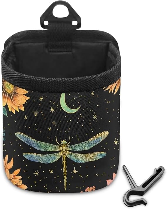 Dragonfly Sunflower Starry Night Print Car Air Vent Storage Hanging Bag Organizer Pocket Car Mount Phone Holder Air Vent