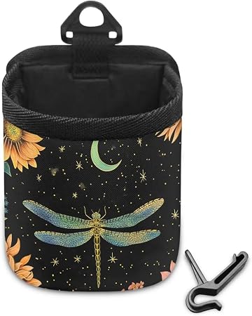Dragonfly Sunflower Starry Night Print Car Air Vent Storage Hanging Bag Organizer Pocket Car Mount Phone Holder Air Vent