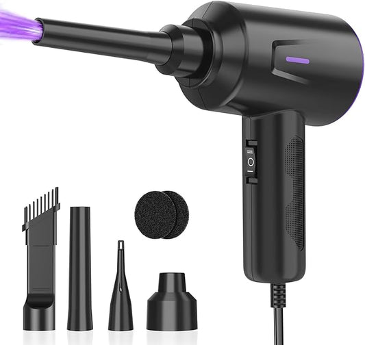 Meudeen Air Duster - Compressed Air - 5.74 oz High Power Cleaning for Computer - PC - 2 Gear Air Blower (Black Purple)