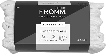 Fromm Softees Air Microfiber Lightweight Salon Hair Towels for Hairstylists, Barbers, Spa, Gym in White, 15.5" by 25.5",