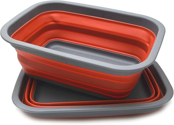 SAMMART Set of 2-9.2L (2.37Gallon) Collapsible Tub - Portable Outdoor Picnic Basket/Crater - Foldable Shopping Bag - Spa