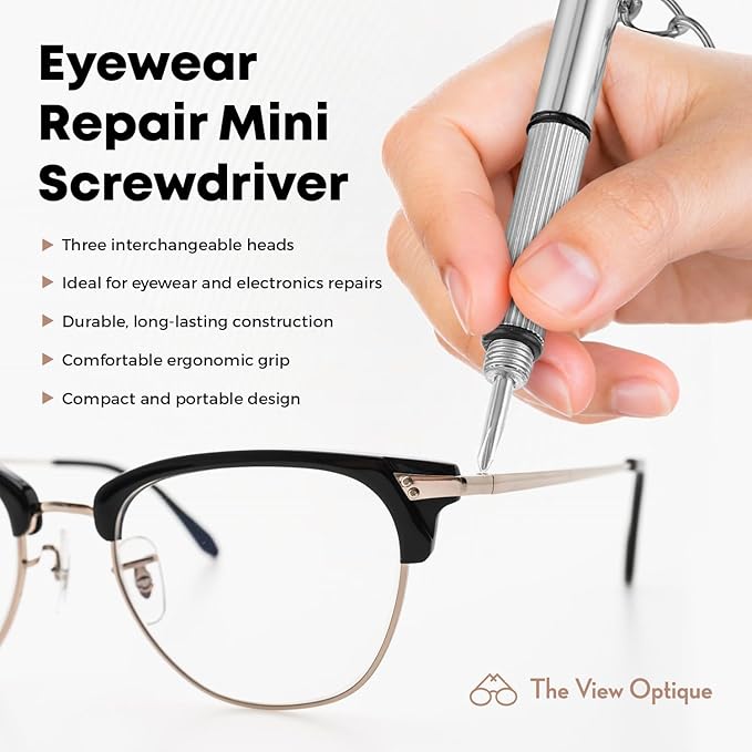 Anti-Reflective Lens Cleaner & Repair Kit – 0.4oz Glasses Cleaner Spray, Microfiber Cloth & Keychain Screwdriver in a Vinyl Snap Case for Eyeglasses, Sunglasses & Screens(3 Piece Set)