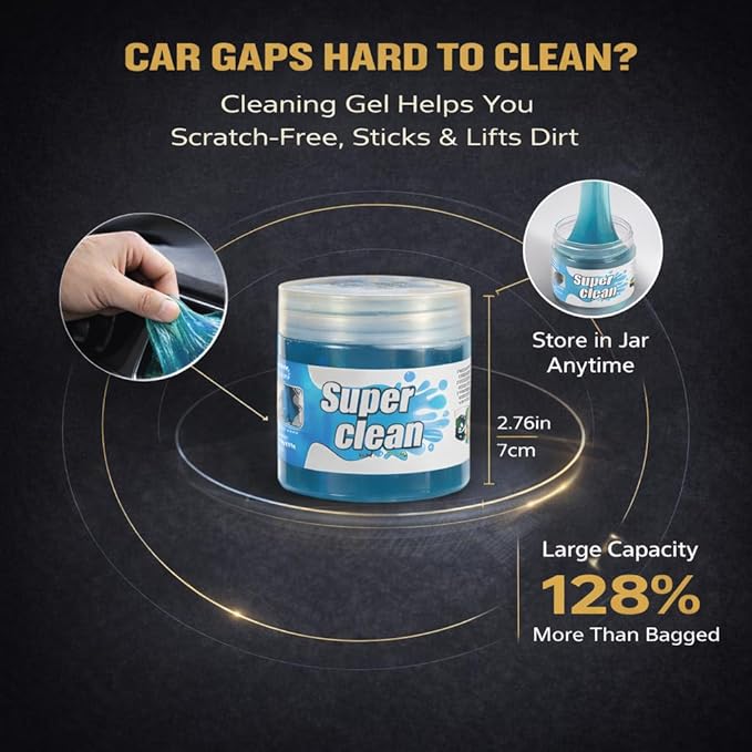 10-Piece Car Interior Cleaning Kit - 3 Natural Boar Hair Brushes, 3-in-1 AC Vent Brush, 160g Non-Toxic Gel, Microfiber Duster, 100ml Food-Grade Spray Bottle | Multi-Scenario for Auto
