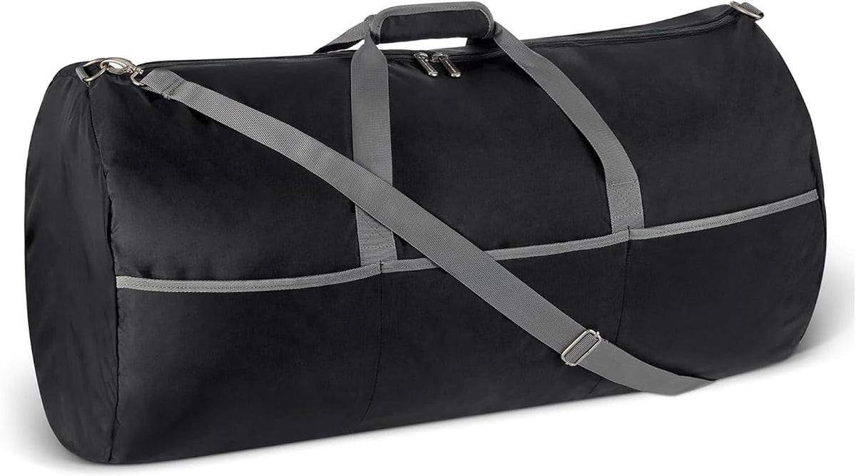 Extra Large Foldable Nylon Duffel Bag for Travel/Storage with Zippered Pockets, 32.4", 150L, 50-LBS Capacity, Black (Previously Amazon Basics)