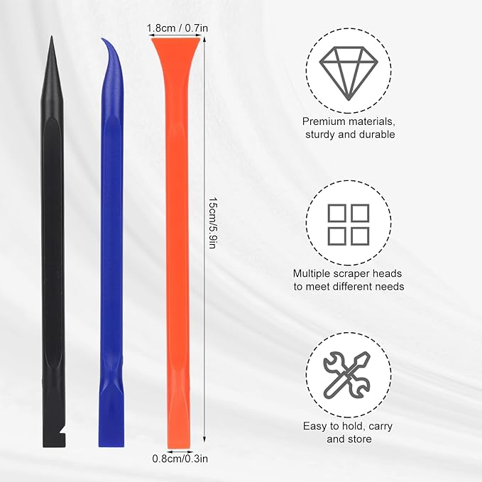 9pcs Car Detailing Pick Set Kit, Anti-Scratch Plastic Scraper Tools, Multi-Functional Non Scratch Cleaning Supplies for Auto Interior Narrow Spaces Kitchen Crevice Gaps Paint (Blue, Black, Orange)