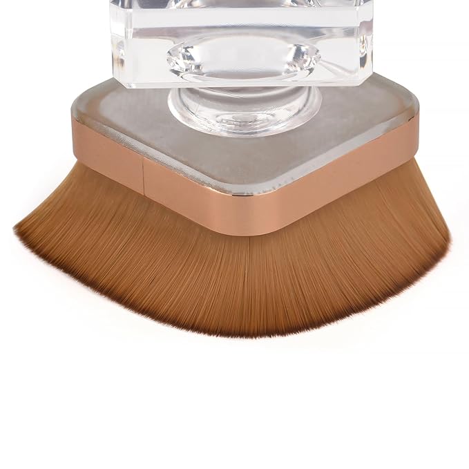 KADS Nail Dust Brush Makeup Brush Flower Shape Crystal Base Nail Cleaning Brush Manicure Pedciure Brush Tool (Two Brown Flat Head)