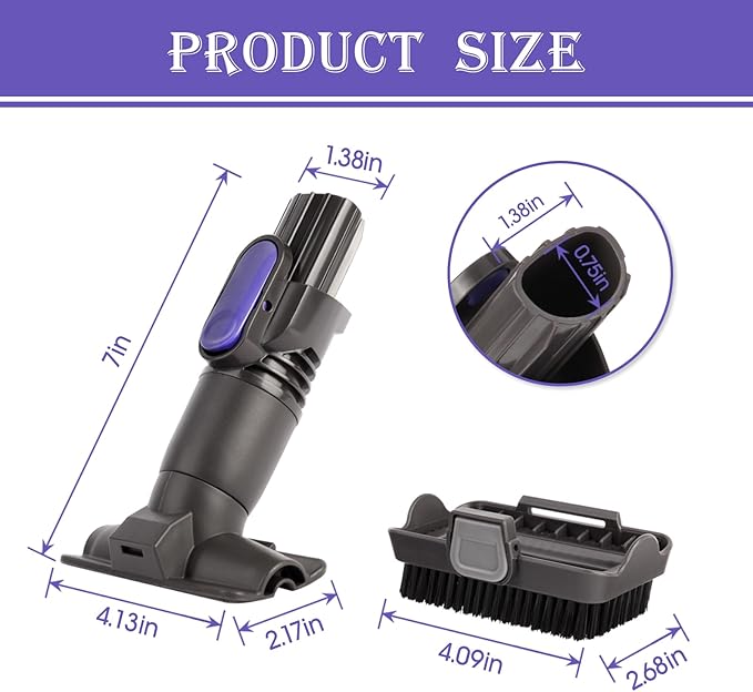Vacuum Attachments Compatible with Shark Pet Cordless Stick IX141 IZ162H IZ361H IX140 IX142 IX143 IZ140 IZ142 UZ145 Removable 2-in-1 Tool Brush Replacement Parts for D-Shaped Vacuum # 613FJ160