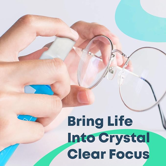 Sparkle Anti-Reflective Safe Gel Lens Cleaner & Repair Kit – (2) 1oz Glasses Cleaner Spray, (2) Microfiber Cloth & Keychain Screwdriver for Eyeglasses, Lenses & Screens (5 Piece Set)