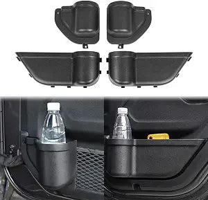 4-PACK Front and Rear Door Organizer Tray for 2018-2024 Jeep Wrangler JL 4XE JLU Rubicon Sport Sahara Gladiator JT Inter