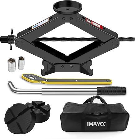 Scissor Jack 3 Ton, 4.1"-18.3" Lifting Car Jack, Heavy Duty Car Jack Kit, Portable Tire Changing kit with Lug Wrench, Ti