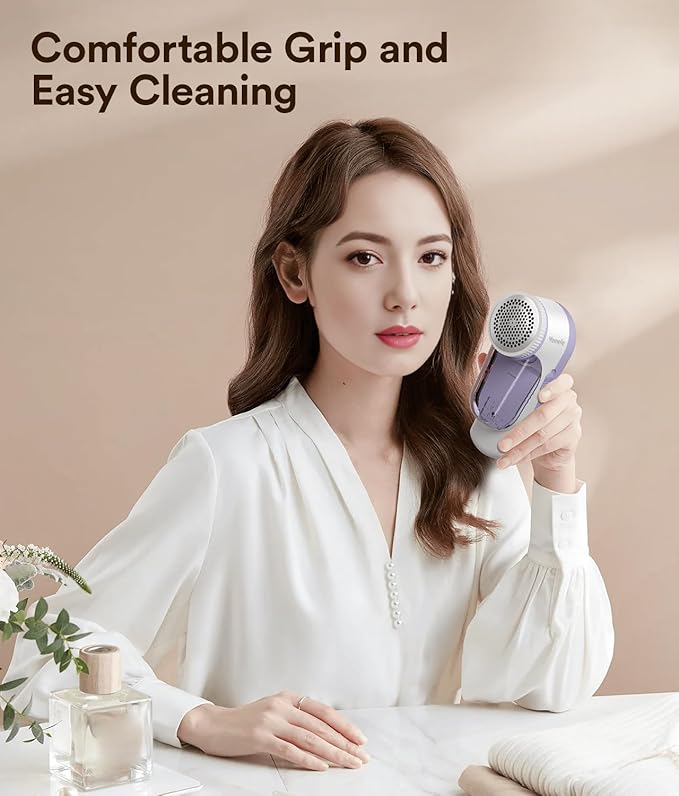 Fabric Shaver Rechargeable, Electric Lint Remover & Pill Remover for Clothes, USB-C Sweater Shaver with 6-Leaf Blade Depiller, Removes Fuzz Pills Bobbles from Cashmere Fleece Couch Furniture