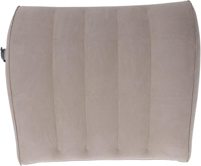 Flocking Inflatable Lumbar Pillow, Portable Inflatable Lumbar Support Pillow for Car Office Travel Gray with PVC Storage