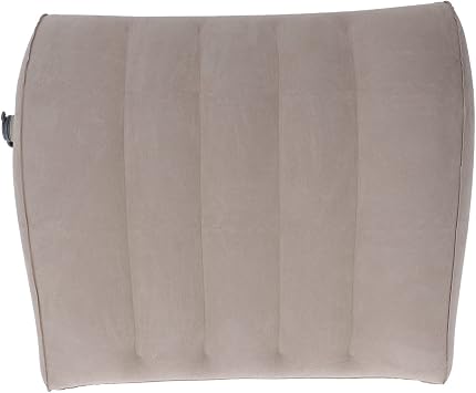 Flocking Inflatable Lumbar Pillow, Portable Inflatable Lumbar Support Pillow for Car Office Travel Gray with PVC Storage