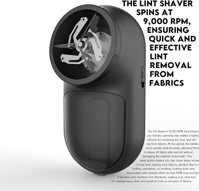 Rechargeable Fabric Shaver, Lemontec Battery-Operated Lint Remover & Sweater Defuzzer for Clothes and Furniture – Eliminates Pills, Fuzz, and Lints (Black)