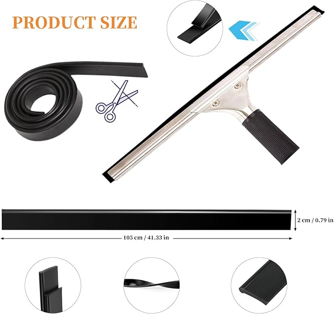 2 Pcs 41 Inch Squeegee Replacement Rubber Blade, Household Silicone Squeegee Refill for Window, Glass, Shower Doors Cleaning