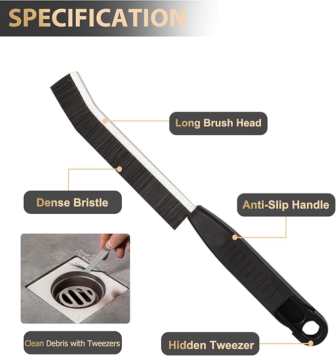 Hard Bristle Crevice Cleaning Brush,Grout Cleaner Brush,Scrub Brushes for Tile Floor,Gap Cleaning Supplies with Clip for Bathtub,Shower,Sink,Kitchen,Home Essentials,Gi-ft for Women Men(3PCS)
