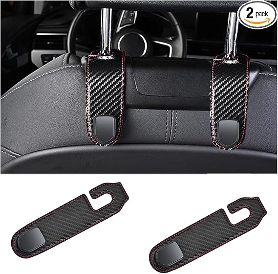 Bittwee 2PCS Car Headrest Hook, Leather Automotive Back Seat Hanger Holder Hooks Storage Organizer for Purse Drink Groce