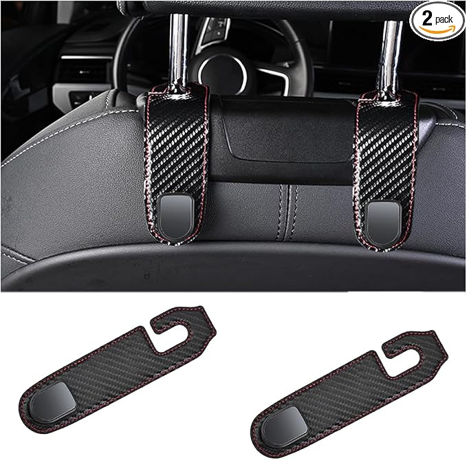 Bittwee 2PCS Car Headrest Hook, Leather Automotive Back Seat Hanger Holder Hooks Storage Organizer for Purse Drink Groce