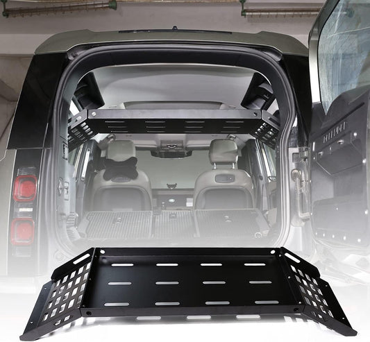 YIWANG Black Aluminum Alloy Car Trunk Storage Basket Organizer For Land Rover Defender 110 2020-2022 Auto Accessories (Trunk Luggage Storage Carrier)