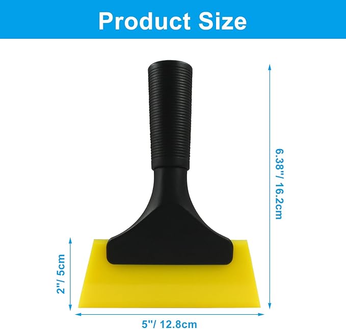 Hordion 2 Pcs Small Squeegee 5 Inch, Rubber Blade Window Tint Squeegee Mini Wiper for Car Windshield Mirror Shower Auto Cleaning, Yellow