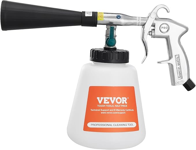 VEVOR Car Cleaning Gun, 6-9.2 Bar High-Pressure Air Blow Gun with 2 Set Nozzles & 1L Liquid Bottle, Vortex Cleaning Gun, Quickly Blasts Dirt and Dust from Surface, Suitable for 1/4 NPT Air Compressor