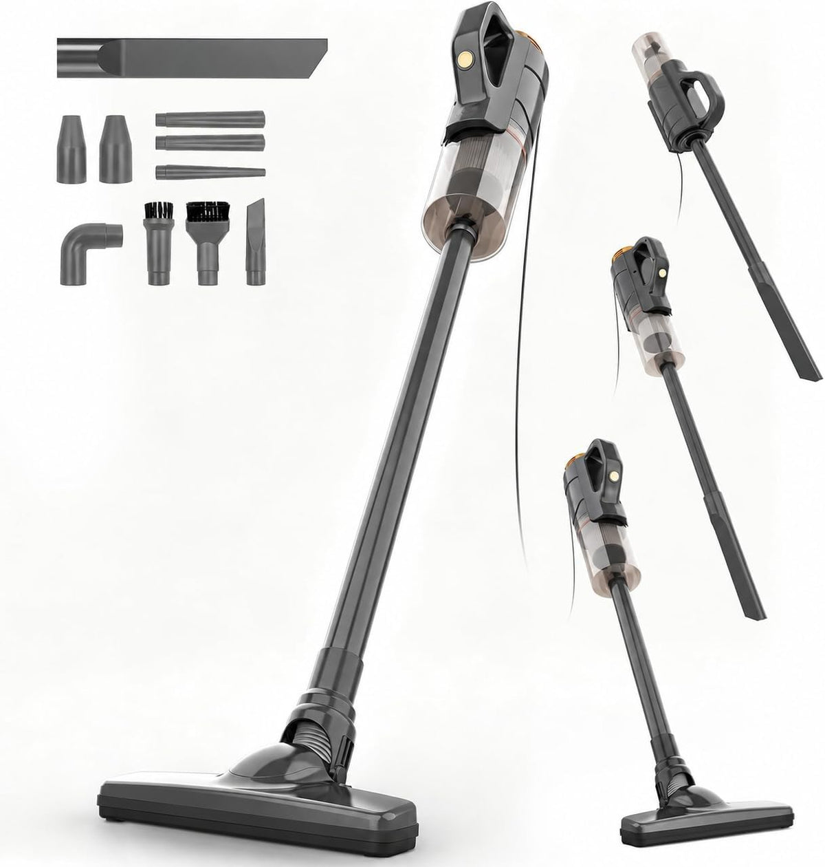 Corded Vacuum Cleaner with Blower,400W Hand-held Stick Vacuum with 10 Accessoriesfor Home Office Apartment,Floors,Pets Hair, Car Cleaning (Grey)