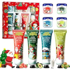 8Pcs Hand Cream and Lip Balm Sets, Repair dry skin for Christmas Gifts