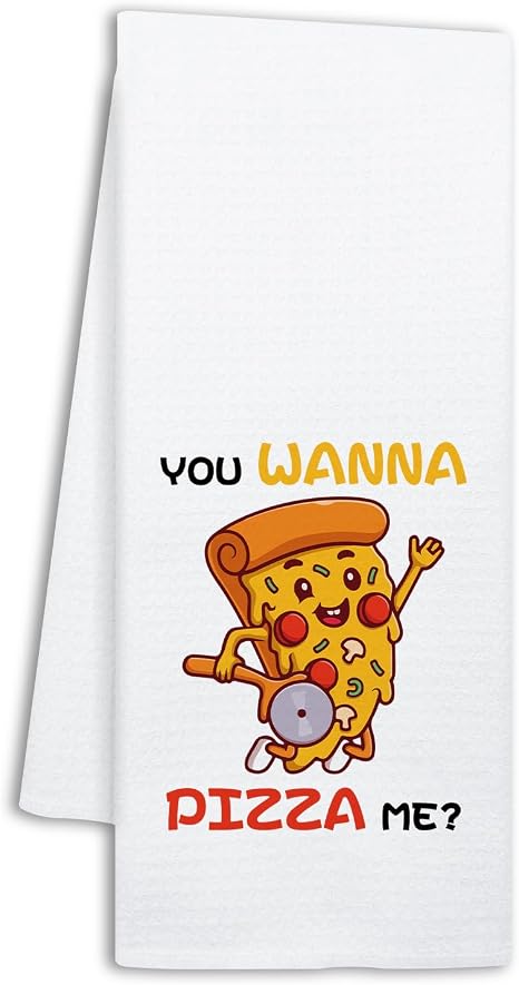 Funny Pizza Baking Kitchen Towels, You Wanna Pizza Me, Decorative Dish Towels for Kitchen Pizzeria, Baking Cooking Gifts