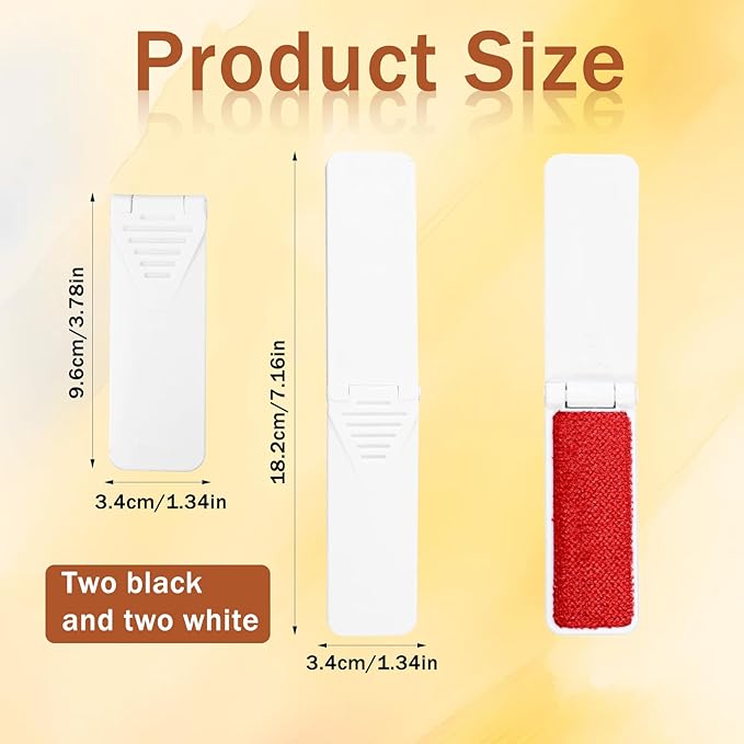Foldable Lint Brush for Clothes, 4 Pcs Portable Travel Size Lint Brushes for Pet Hair Reusable Mini Lint Remover Brush for Furniture Couch Sofa Pet Hair Fabric Fluff Dust Removal (White)
