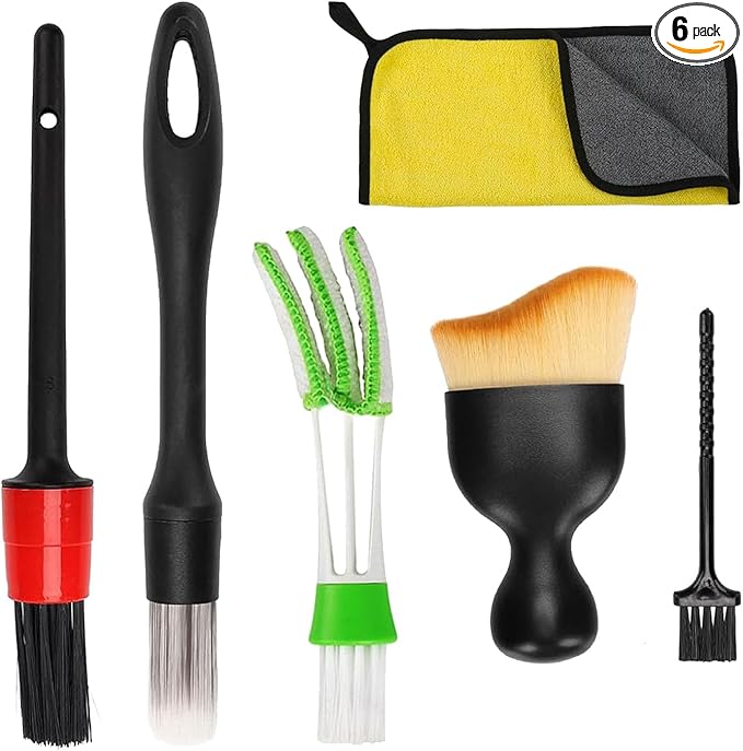 Car Interior Duster Detail Brush Cleaning Kit, Soft Microfiber Towels Dashboard Air Vent Crevice Dusting Detail Cleaner Interior Accessories Tools for Car Decoration Auto Truck SUV RV