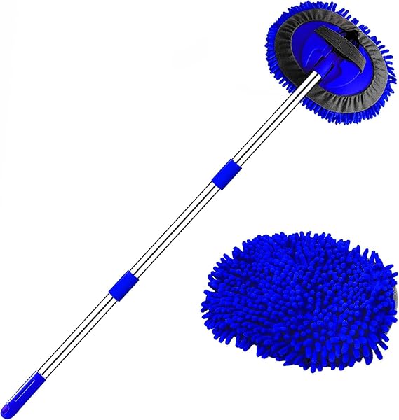 WillingHeart 47.5" Car Wash Brush Mop Cleaning Tool with Long Handle Kit for Washing Detailing Cars Truck, SUV, RV, Trai