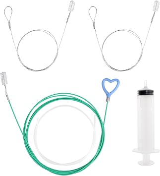 5pcs Sunroof Drain Cleaning Tool Kit, Long Pipe Cleaner Drain Unclogger with 1 Syringe Hose 2 Clean Brush 1 Syringe for 