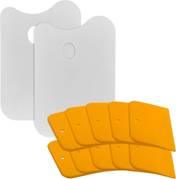 Custom Shop Plastic 14.5" x 10" Body Filler Mixing Board/Pallete (Pack of 2) with 3 Inch Body Filler Spreaders (Pack of 