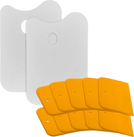 Custom Shop Plastic 14.5" x 10" Body Filler Mixing Board/Pallete (Pack of 2) with 3 Inch Body Filler Spreaders (Pack of 
