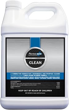 PermaSafe CLEAN 1-Step Disinfectant, Deodorizer & All-Purpose Cleaner; Soft, Hard & Food Surface Sanitizer; Kills 99.9% 