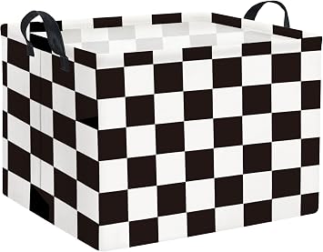 Rectangular Car Basket for Boys Checkered Basket Kids Baby Storage Bin Organizer Box Car Room Decor(Racing Flag)